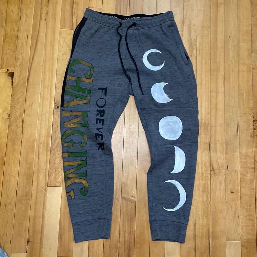Moon phases Upcycled American Eagle Sweatpants Handpainted 1 of 1 selfloveisdope
